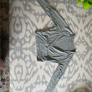 Blue Long Sleeve Wrap Top